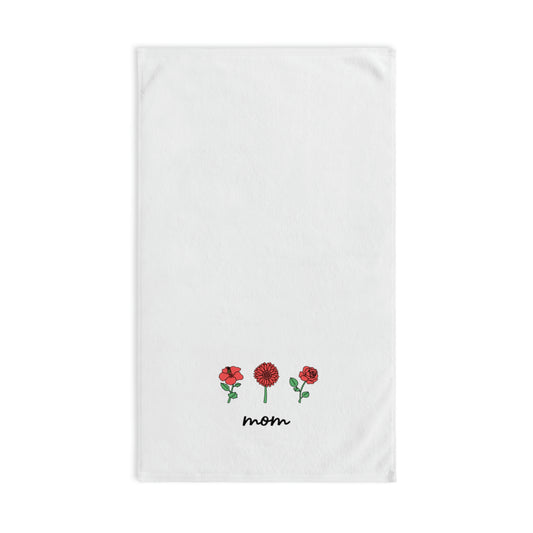 Mom Red Flowers Hand Towel
